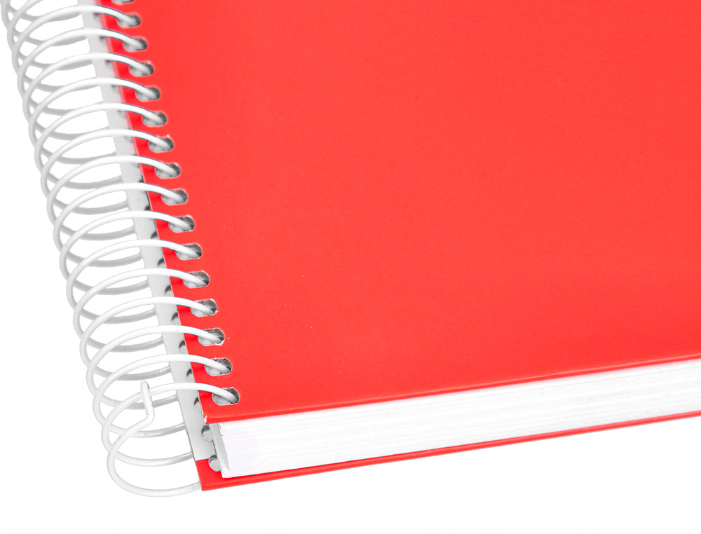 CUADERNO ESPIRAL LIDERPAPEL A4 MICRO CRAFTY TAPA FORRADA 120H 90GR CUADRO 5MM 5 BANDAS 4 COLORES COLOR ROJO