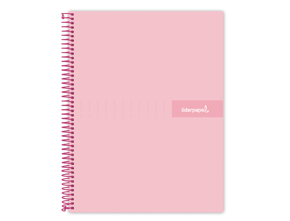 CUADERNO ESPIRAL LIDERPAPEL A4 MICRO CRAFTY TAPA FORRADA 120H 90GR CUADRO 5MM 5 BANDAS 4 COLORES COLOR ROSA