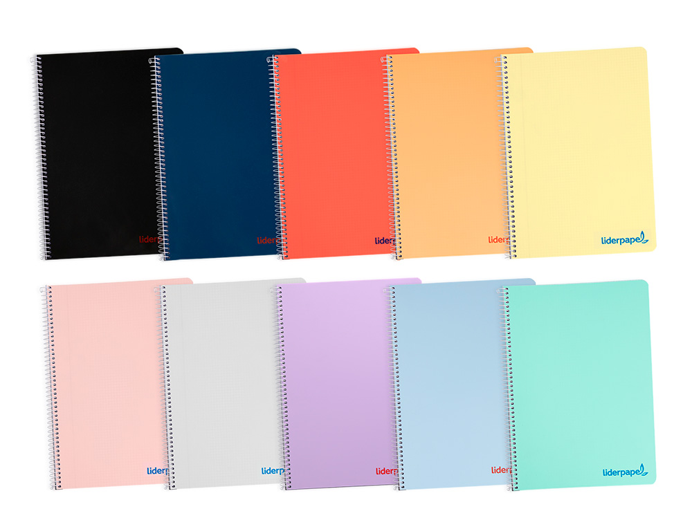 CUADERNO ESPIRAL LIDERPAPEL A4 WONDER TAPA PLASTICO 80H 90GR LISO COLORES SURTIDOS