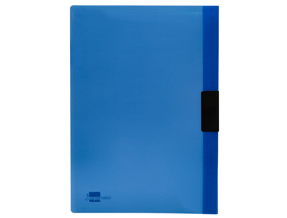 CARPETA LIDERPAPEL DOSSIER PINZA LATERAL POLIPROPILENO DIN A4 AZUL TRANSLUCIDO 60 HOJAS PINZA DESLIZANTE