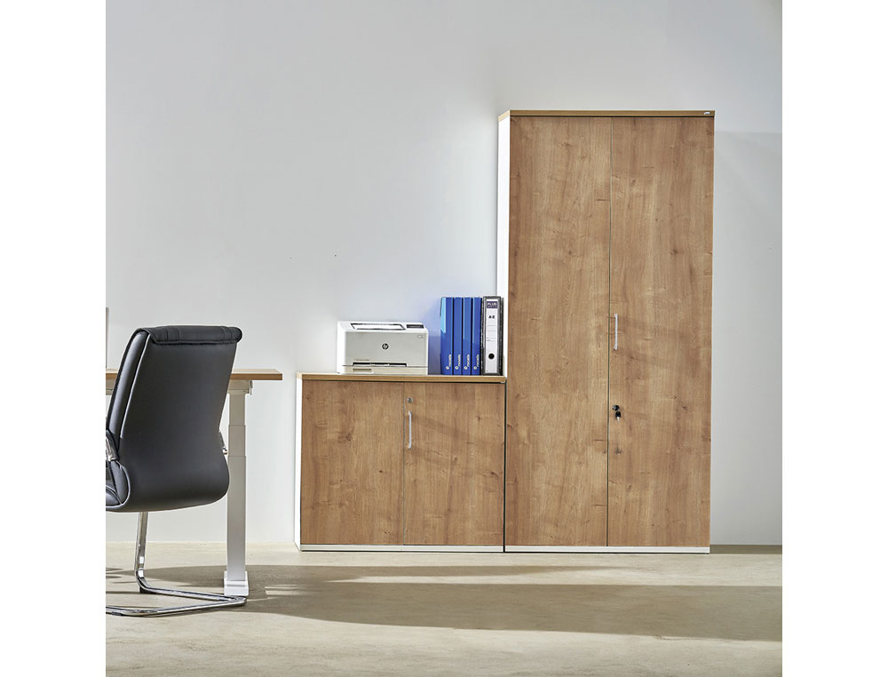 ARMARIO ROCADA CON CUATRO ESTANTES SERIE STORE 195X90X45 CM ACABADO GRIS/BLANCO