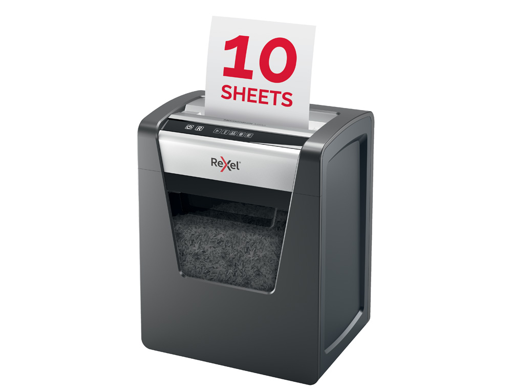 DESTRUCTORA DE DOCUMENTOS REXEL MOMENTUM M510 CAPACIDAD DE CORTE 10 HOJAS DESTRUYE GRAPAS Y CLIPS PAPELERA 23 L