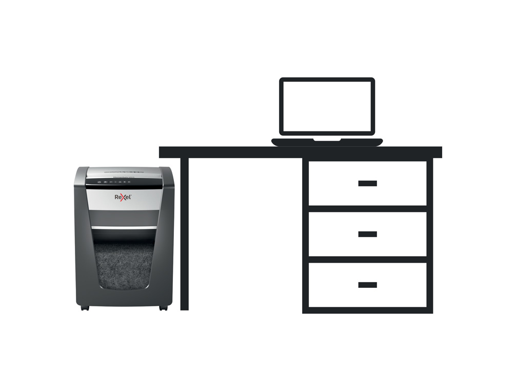 DESTRUCTORA DE DOCUMENTOS REXEL MOMENTUM M515 CAPACIDAD DE CORTE 15 HOJAS DESTRUYE GRAPAS Y CLIPS PAPELERA 30 L