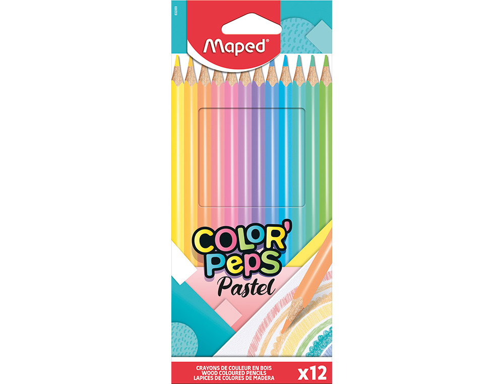 LAPICES DE COLORES MAPED COLOR PEPS CAJA DE 12 COLORES PASTEL SURTIDOS