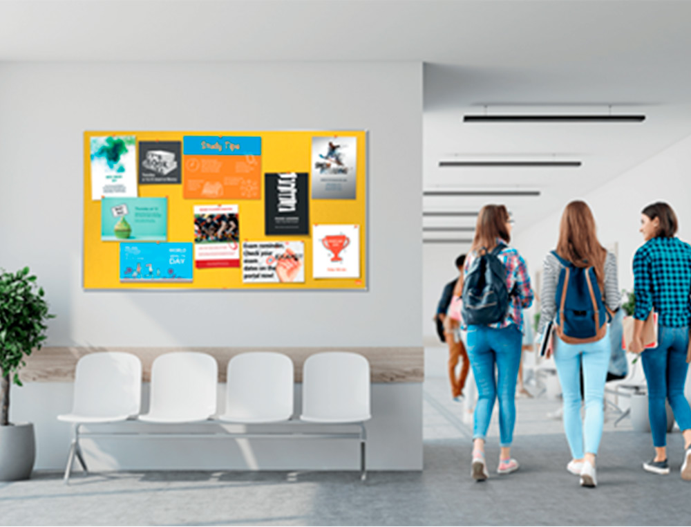 TABLERO DE ANUNCIOS NOBO IMPRESSION PRO FIELTRO AMARILLO FORMATO PANORAMICO 55
