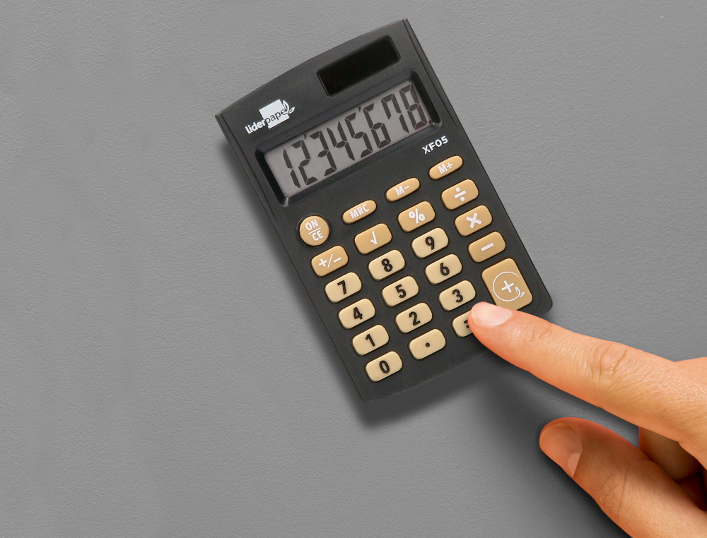 CALCULADORA LIDERPAPEL BOLSILLO XF05 8 DIGITOS SOLAR Y PILAS COLOR NEGRO 98X62X8 MM