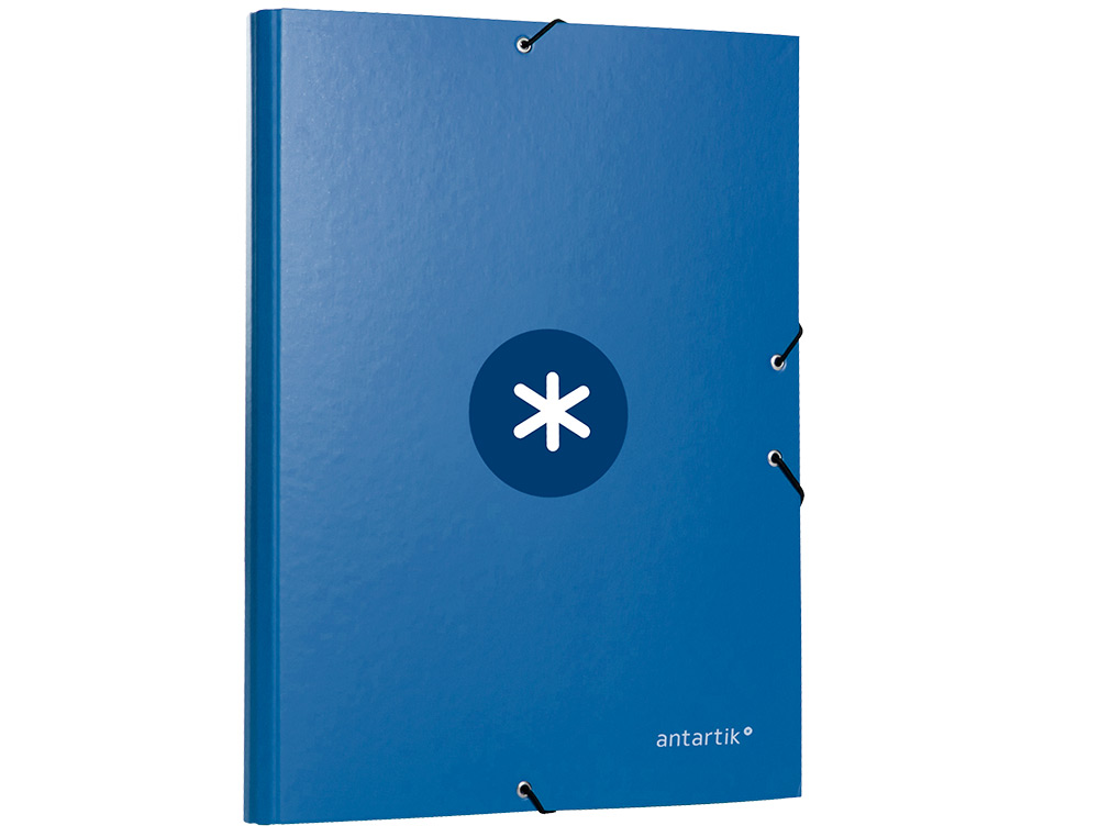 CARPETA ANTARTIK GOMAS TRES SOLAPAS CARTON FORRADO A4 COLOR AZUL MARINO