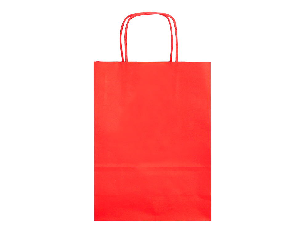 BOLSA PAPEL Q-CONNECT CELULOSA ROJO XS CON ASA RETORCIDA 180X240X80 MM