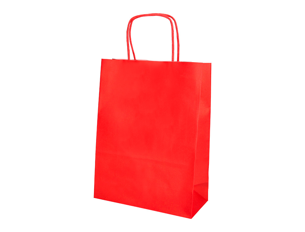 BOLSA PAPEL Q-CONNECT CELULOSA ROJO XS CON ASA RETORCIDA 180X240X80 MM