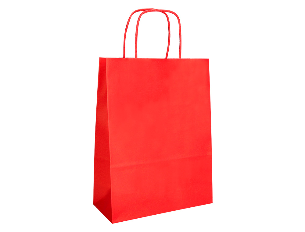 BOLSA PAPEL Q-CONNECT CELULOSA ROJO XS CON ASA RETORCIDA 180X240X80 MM