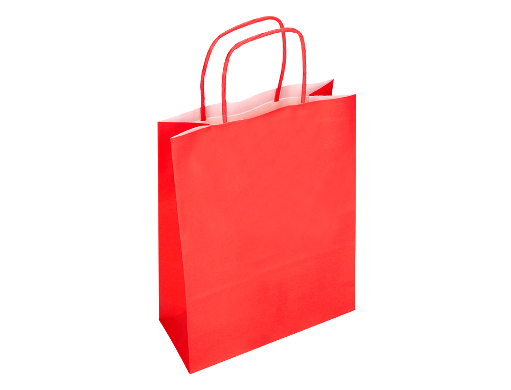BOLSA PAPEL Q-CONNECT CELULOSA ROJO XS CON ASA RETORCIDA 180X240X80 MM