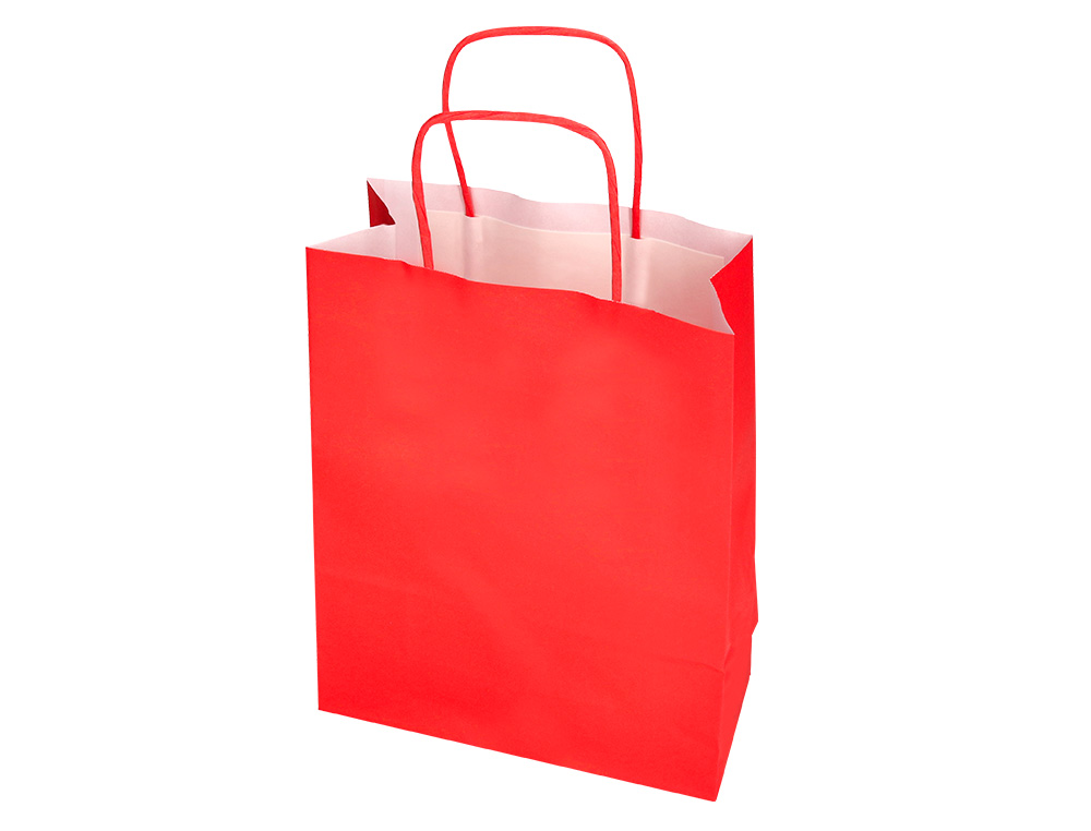 BOLSA PAPEL Q-CONNECT CELULOSA ROJO XS CON ASA RETORCIDA 180X240X80 MM