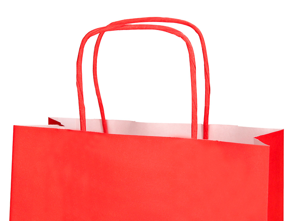 BOLSA PAPEL Q-CONNECT CELULOSA ROJO XS CON ASA RETORCIDA 180X240X80 MM