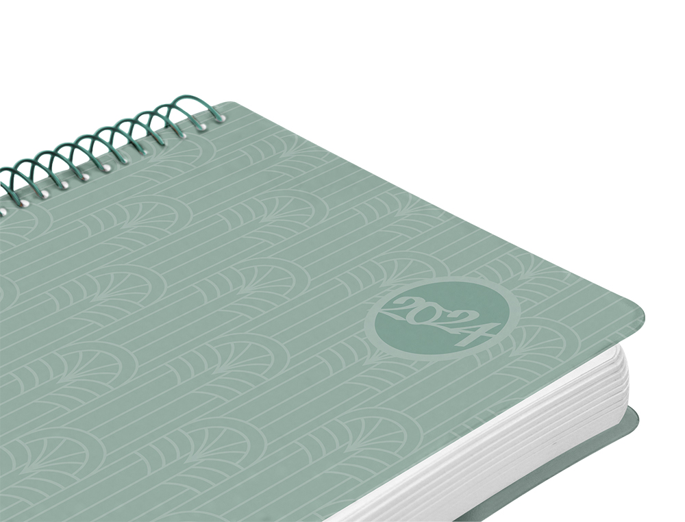 AGENDA ESPIRAL LIDERPAPEL CLASSIC A4 2024 DIA PAGINA PORTADA POLIPROPILENO PAPEL 70 GR COLOR VERDE