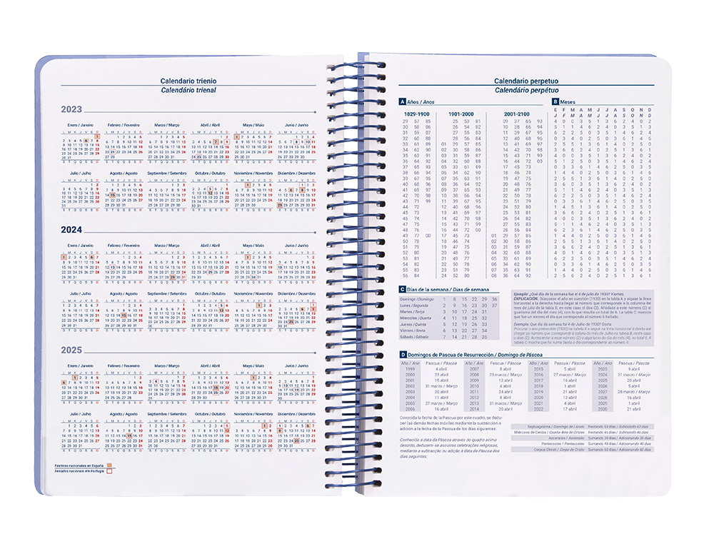 AGENDA ESPIRAL LIDERPAPEL CLASSIC A4 2024 DIA PAGINA PORTADA POLIPROPILENO PAPEL 70 GR COLOR AZUL