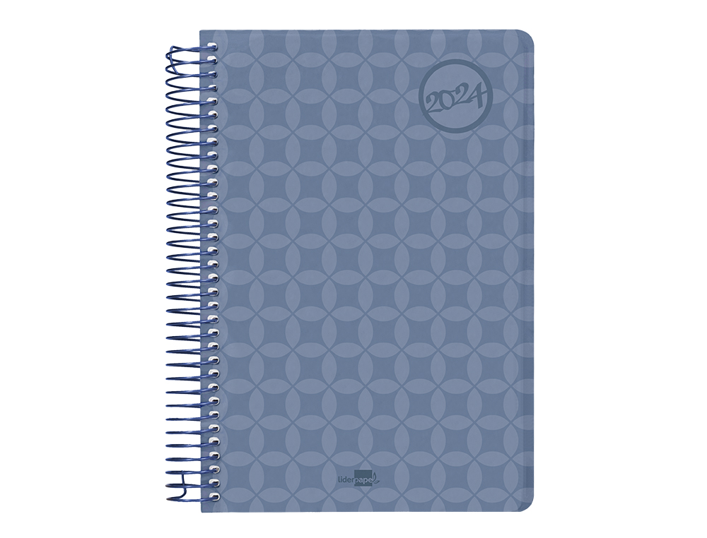 AGENDA ESPIRAL LIDERPAPEL CLASSIC A4 2024 DIA PAGINA PORTADA POLIPROPILENO PAPEL 70 GR COLOR AZUL
