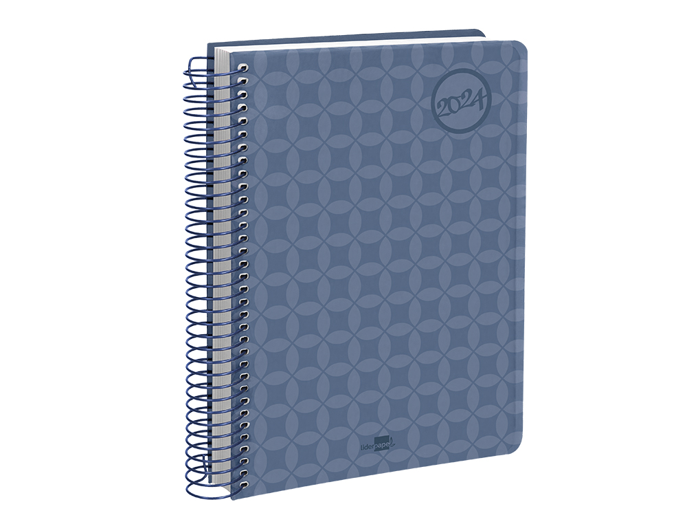AGENDA ESPIRAL LIDERPAPEL CLASSIC A4 2024 DIA PAGINA PORTADA POLIPROPILENO PAPEL 70 GR COLOR AZUL