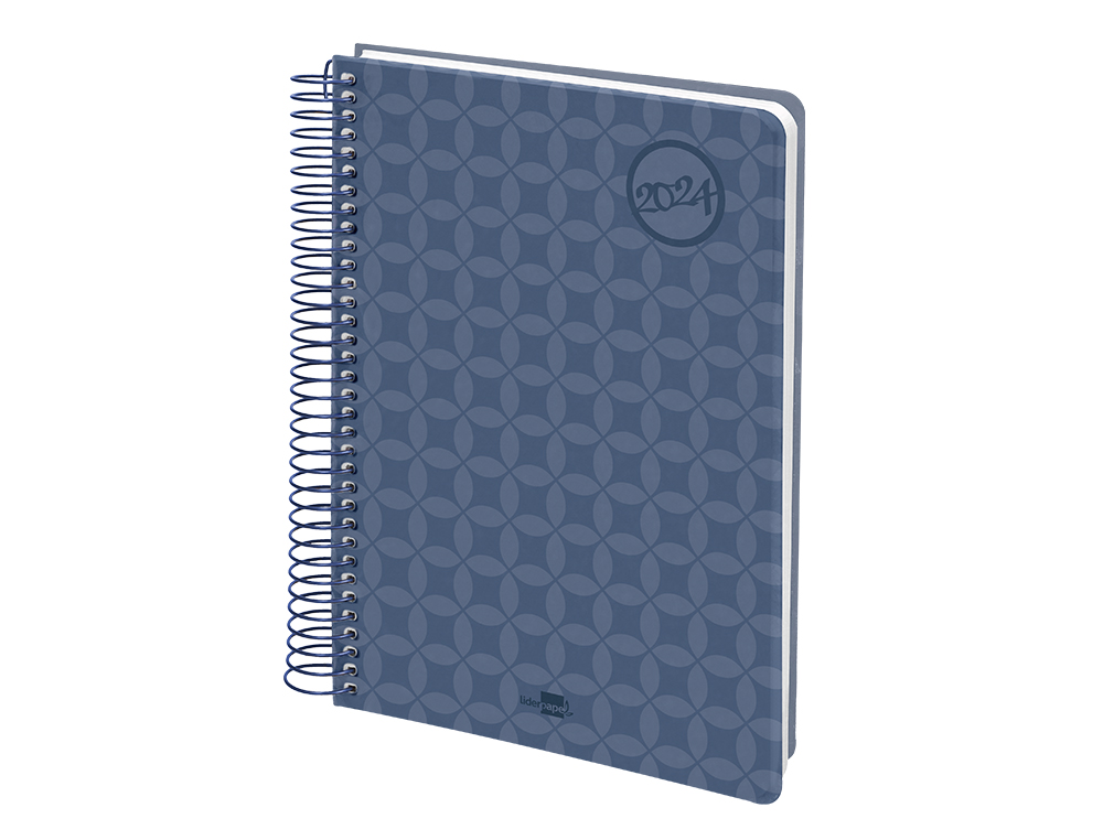 AGENDA ESPIRAL LIDERPAPEL CLASSIC A4 2024 DIA PAGINA PORTADA POLIPROPILENO PAPEL 70 GR COLOR AZUL