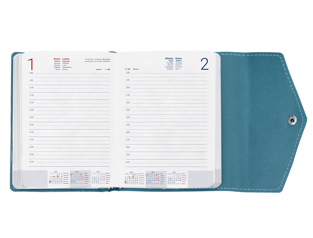 AGENDA ENCUADERNADA LIDERPAPEL THERASIA MINI 2024 DIA PAGINA COLOR TURQUESA PAPEL 70 GR
