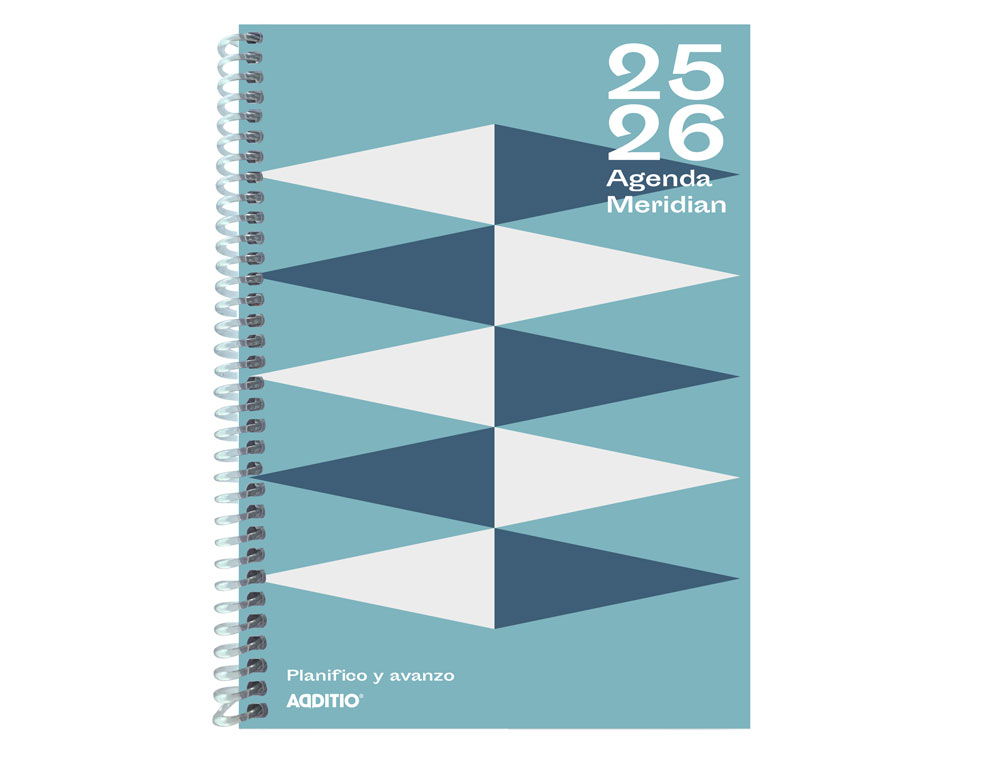 AGENDA MERIDIAN ADDITIO SEMANA VISTA CURSO ESCOLAR COMUNICACION FAMILIA/CENTRO SECUNDARIA A5 COLORES SURTIDOS