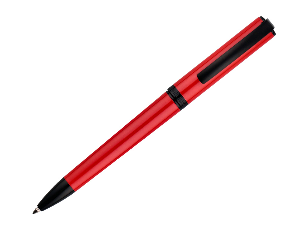 BOLIGRAFO BELIUS TURBO ALUMINIO COLOR ROJO Y NEGRO TINTA AZUL CAJA DE DISEO
