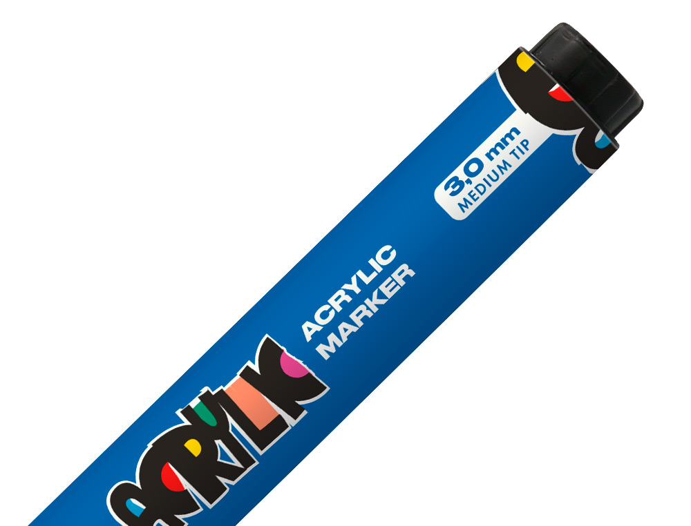 ROTULADOR LIDERPAPEL ACRYLIC BASE AGUA TODO TIPO DE SUPERFICIE PUNTA REDONDA 3 MM AZUL