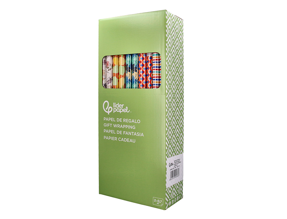 PAPEL DE REGALO LIDERPAPEL TODO AO ROLLO ANCHO 70 CM LONGITUD 2 MT GRAMAJE 60 GR DISEOS SURTIDOS B-2024