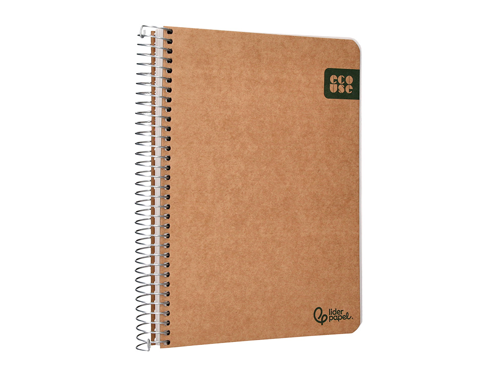 CUADERNO ESPIRAL LIDERPAPEL DIN A5 ECOUSE TAPA CARTULINA KRAFT CONTRACOLADA 120H PAPEL 100% RECICLADO 80GR LISO