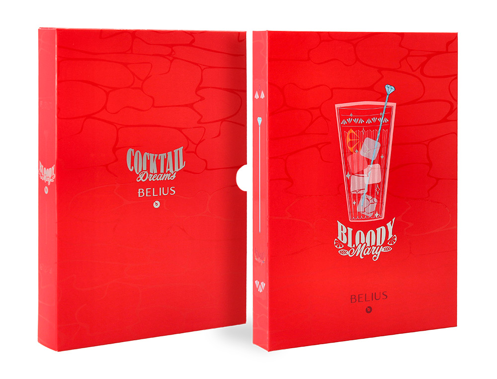 BOLIGRAFO Y WALLET BELIUS COCKTAILS BLOODY MARY ALUMINIOROJO PLATEADO RELIEVE TINTA COLOR AZUL CAJA DE DISEO