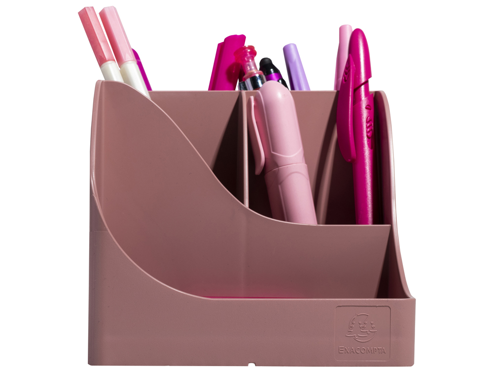 CUBILETE PORTALAPICES EXACOMPTA SKANDI PLASTICO RECICLADO COLOR ROSA VIEJO 155X119X109 MM
