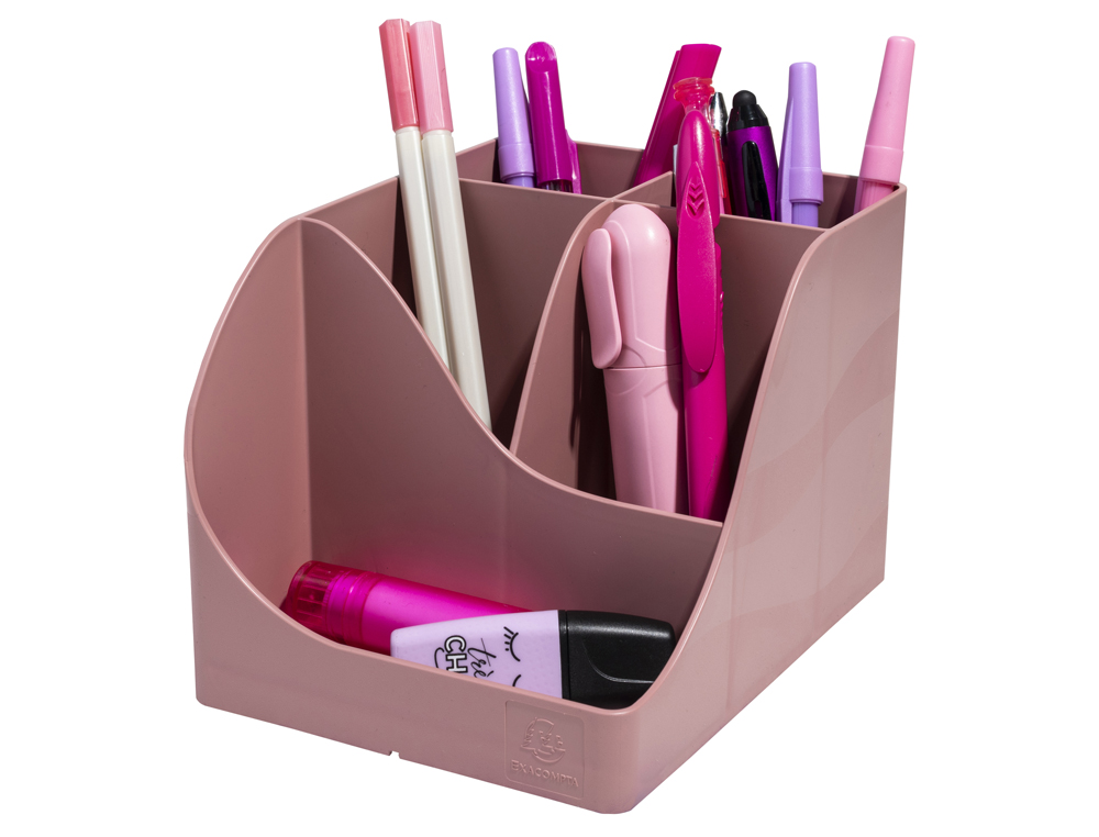 CUBILETE PORTALAPICES EXACOMPTA SKANDI PLASTICO RECICLADO COLOR ROSA VIEJO 155X119X109 MM