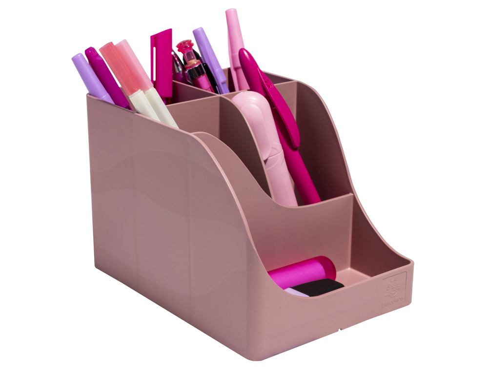 CUBILETE PORTALAPICES EXACOMPTA SKANDI PLASTICO RECICLADO COLOR ROSA VIEJO 155X119X109 MM