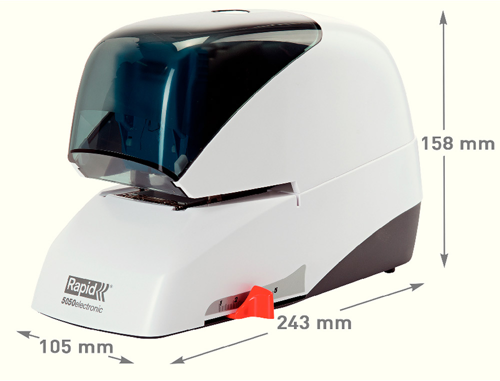 GRAPADORA RAPID 5050E ELECTRICA BLANCO/NEGRO CAPACIDAD 50 HOJAS USA GRAPAS CASETE 5050