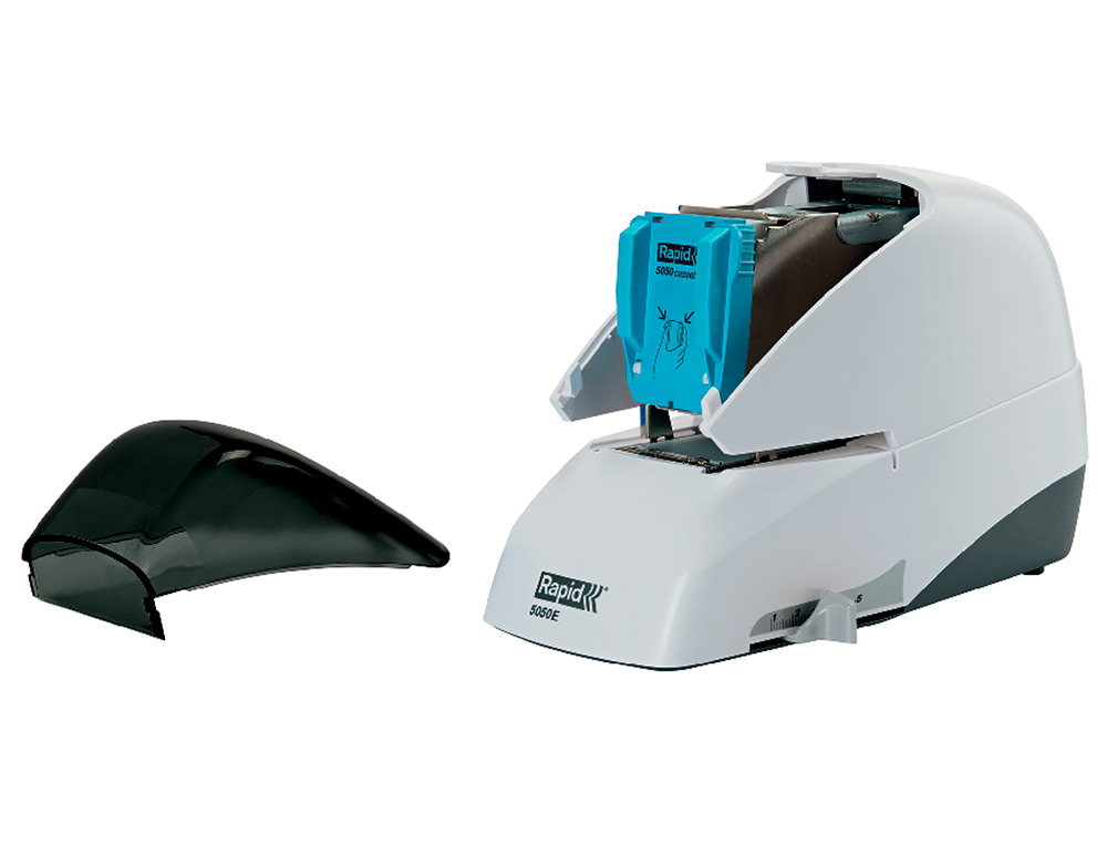GRAPADORA RAPID 5050E ELECTRICA BLANCO/NEGRO CAPACIDAD 50 HOJAS USA GRAPAS CASETE 5050