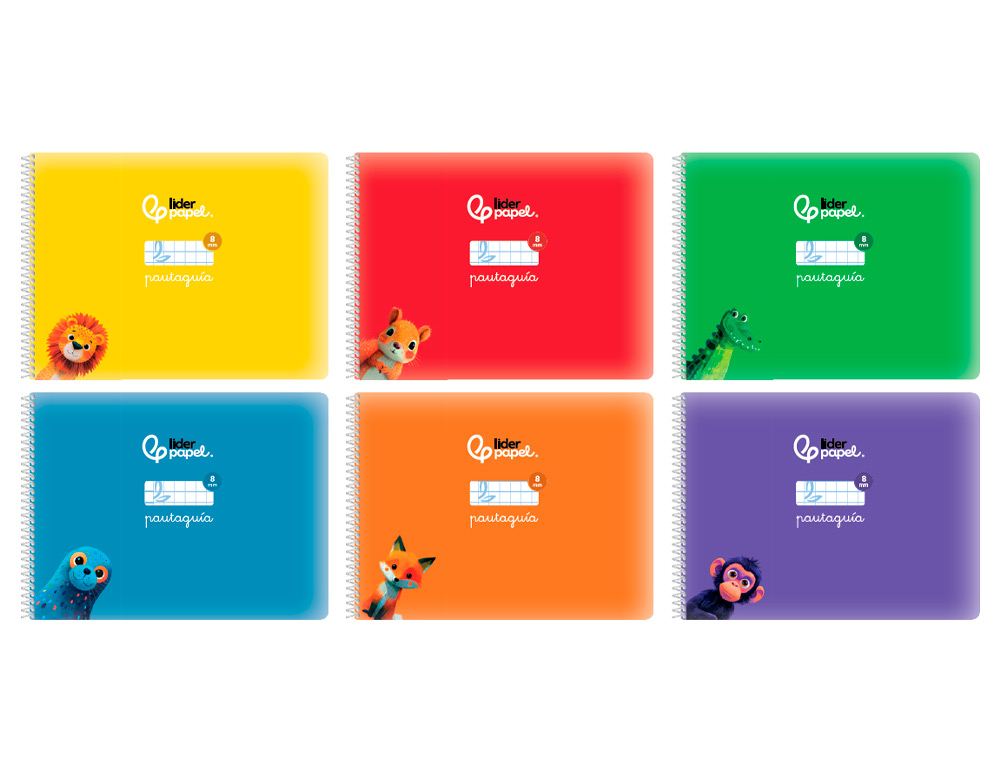 LIBRETA LIDERPAPEL PAUTAGUIA TAPA CARTONCILLO 32H DIN A5+ 75GR CUADRICULADO PAUTADO 8MM APAISADA CON MARGEN 6 COLORES