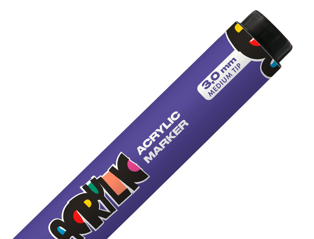 ROTULADOR LIDERPAPEL ACRYLIC BASE AGUA TODO TIPO DE SUPERFICIE PUNTA REDONDA 3 MM PURPURA