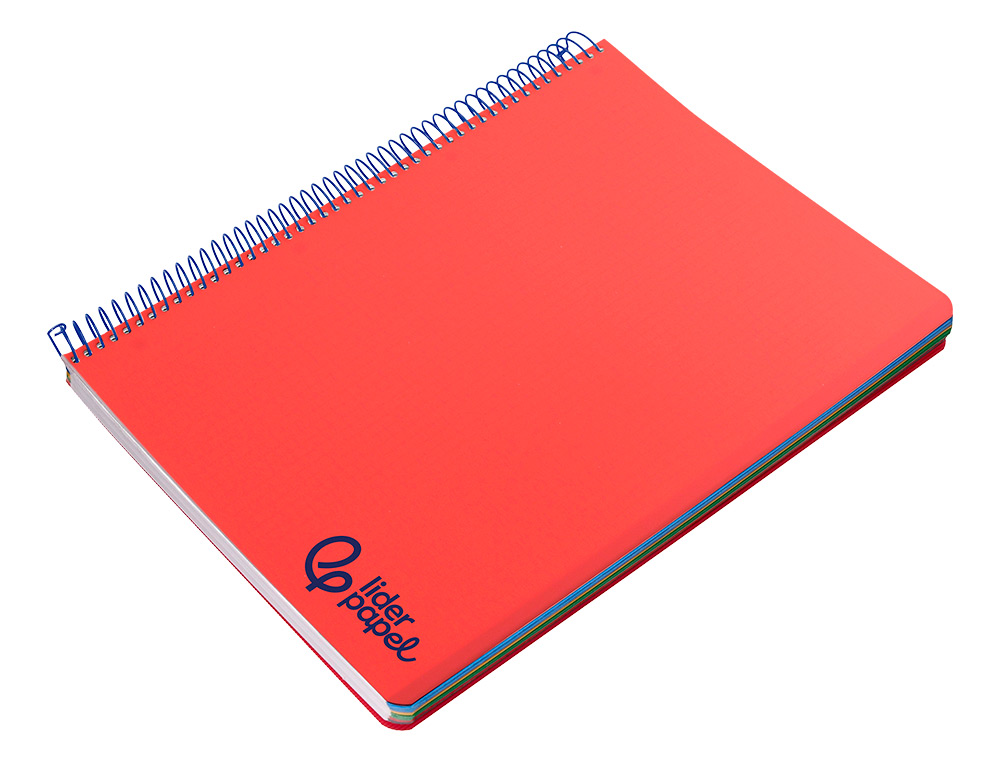 CUADERNO ESPIRAL LIDERPAPEL A4 MICRO WONDER TAPA PLASTICO 120H 90GR HORIZONTAL 5 BANDAS 4 TALADROS COLORES
