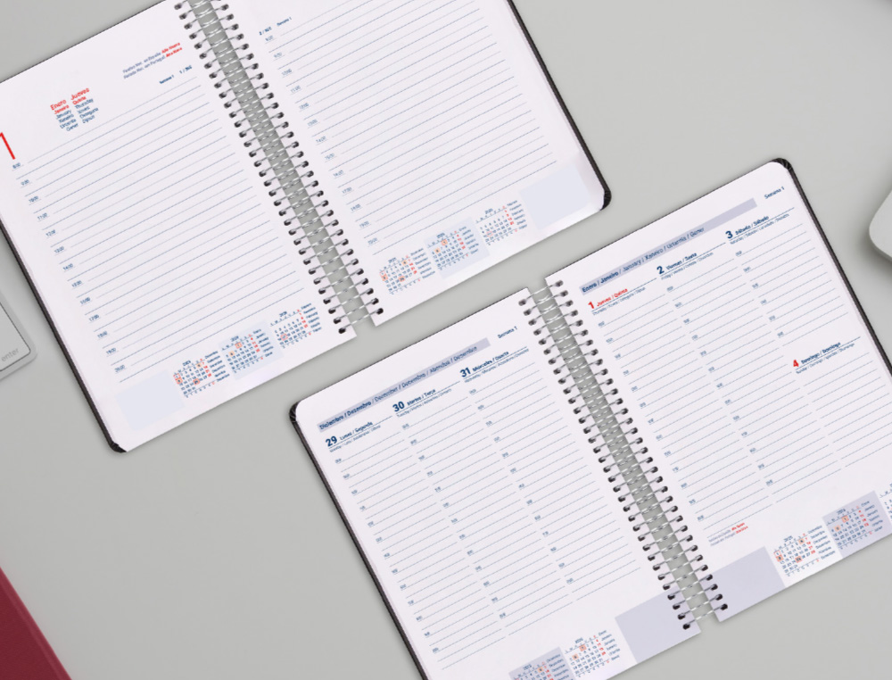 AGENDA ESPIRAL LIDERPAPEL KIMOLOS A5 2026 DIA PAGINA FOCUS PAPEL 70 GR FSC
