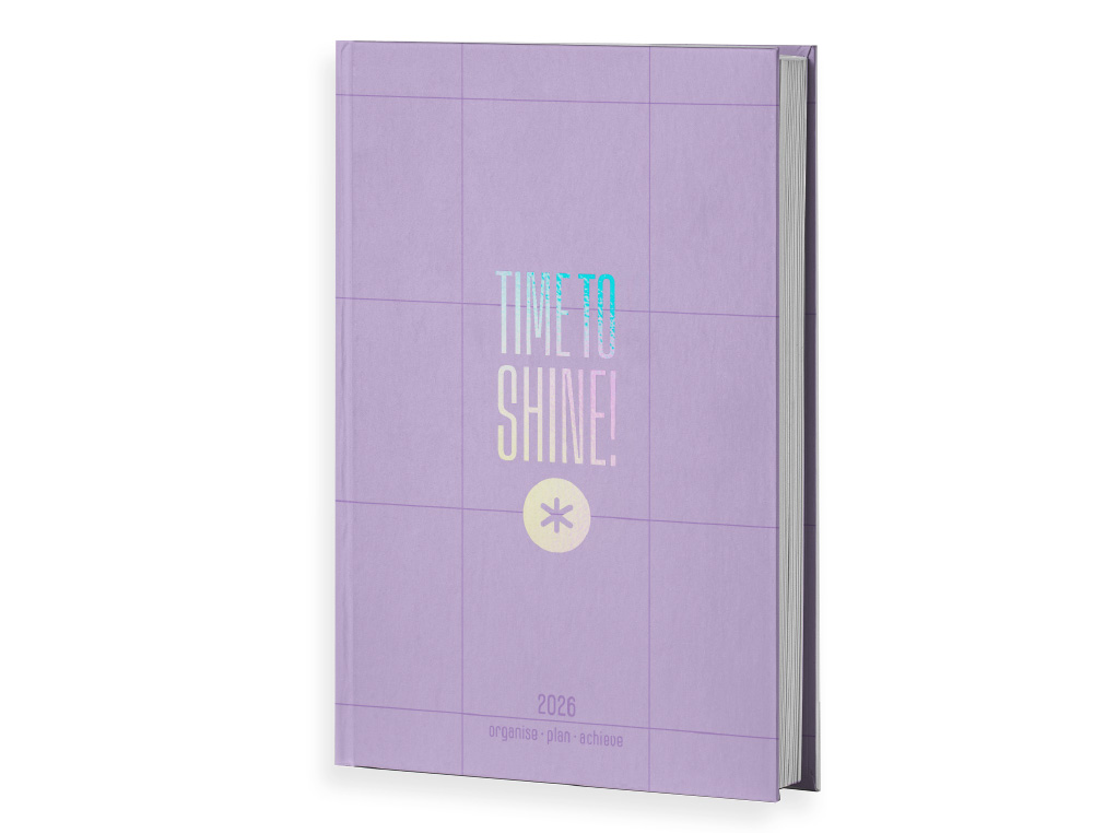 AGENDA ENCUADERNADA ANTARTIK TIME TO SHINE A5+ 2026 DA PGINA MORADO PAPEL 80G FSC