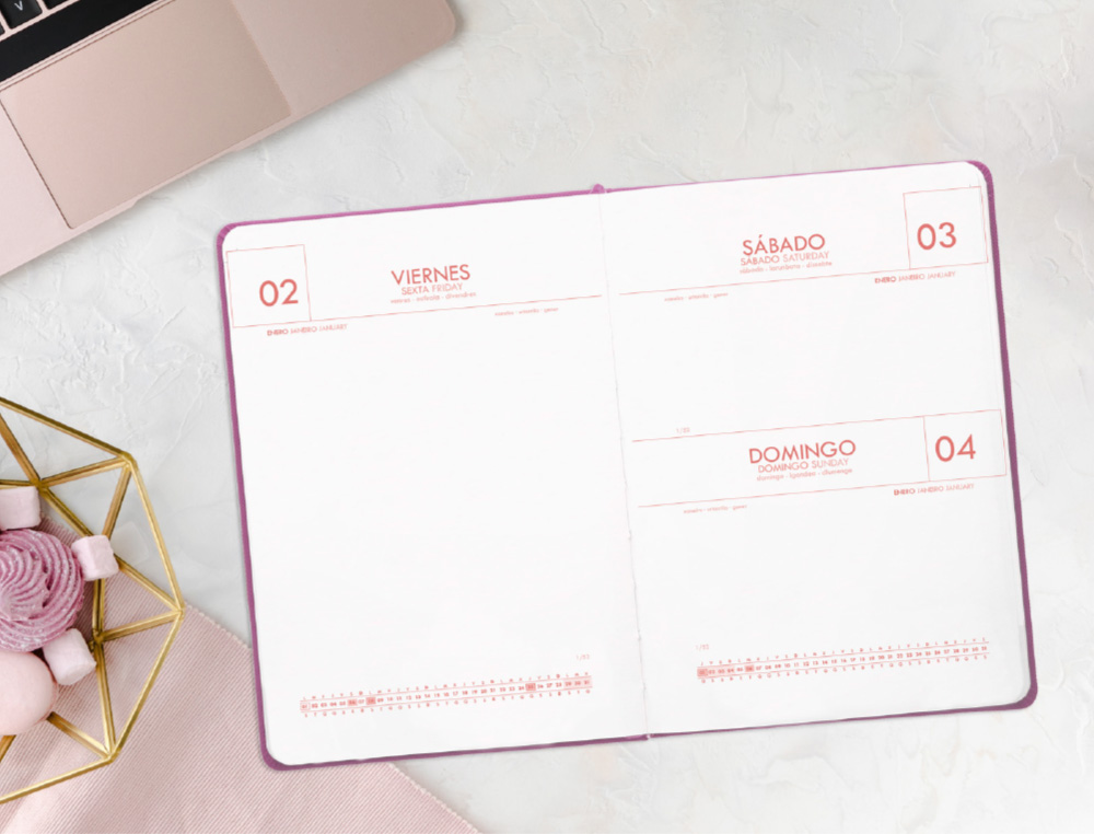 AGENDA ENCUADERNADA ANTARTIK TIME TO SHINE A5+ 2026 DA PGINA MORADO PAPEL 80G FSC