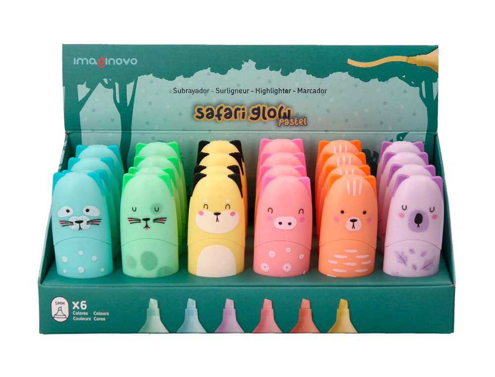 ROTULADOR IMAGINOVO FLUORESCENTE SAFARI GLOW PASTEL ANIMALES SURTIDOS