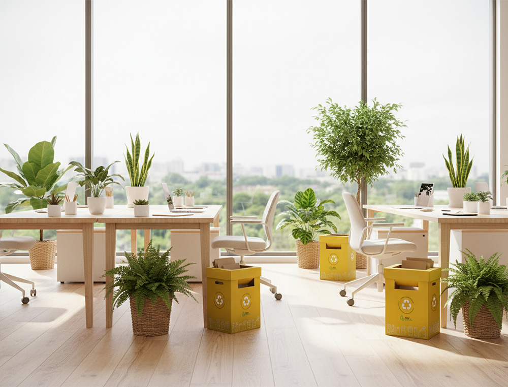 CONTENEDOR PAPELERA RECICLAJE LIDERPAPEL CARTON RECICLADO PARA ENVASES 450X350X650 MM 70 LITROS AMARILLO