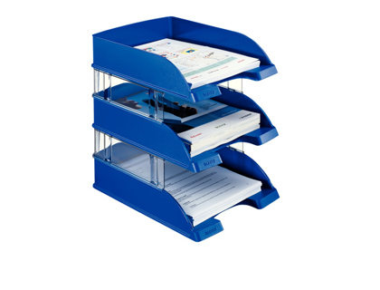 BANDEJA SOBREMESA LEITZ PLUS JUMBO OPACA COLOR AZUL 255X357X103 MM