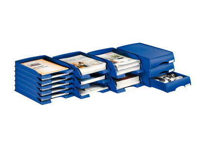 BANDEJA SOBREMESA LEITZ PLUS JUMBO OPACA COLOR AZUL 255X357X103 MM