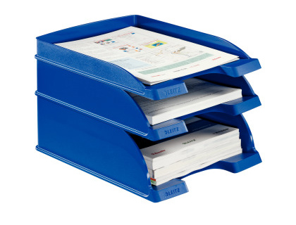 BANDEJA SOBREMESA LEITZ PLUS JUMBO OPACA COLOR AZUL 255X357X103 MM