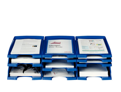 BANDEJA SOBREMESA LEITZ PLUS JUMBO OPACA COLOR AZUL 255X357X103 MM