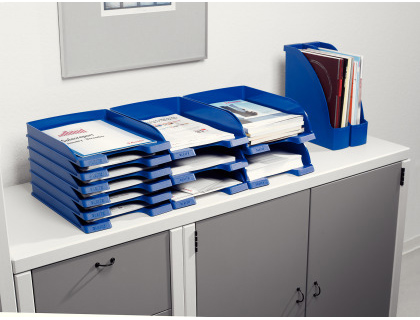 BANDEJA SOBREMESA LEITZ PLUS JUMBO OPACA COLOR AZUL 255X357X103 MM
