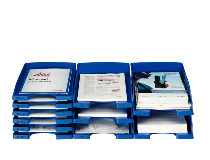 BANDEJA SOBREMESA LEITZ PLUS JUMBO OPACA COLOR AZUL 255X357X103 MM