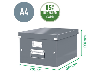 CAJA ALMACENAMIENTO LEITZ CLICK&STORE WOW CARTON RECICLADO COLOR BLANCO 281X200X369 MM