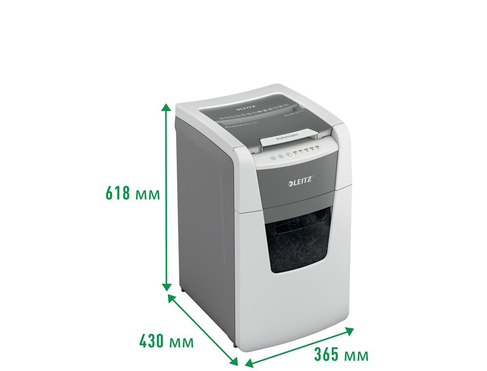 DESTRUCTORA DE DOCUMENTOS LEITZ IQ AUTO+ OFFICE 150 CAPACIDAD DE CORTE 150 HOJAS DESTRUYE GRAPAS Y CLIPS